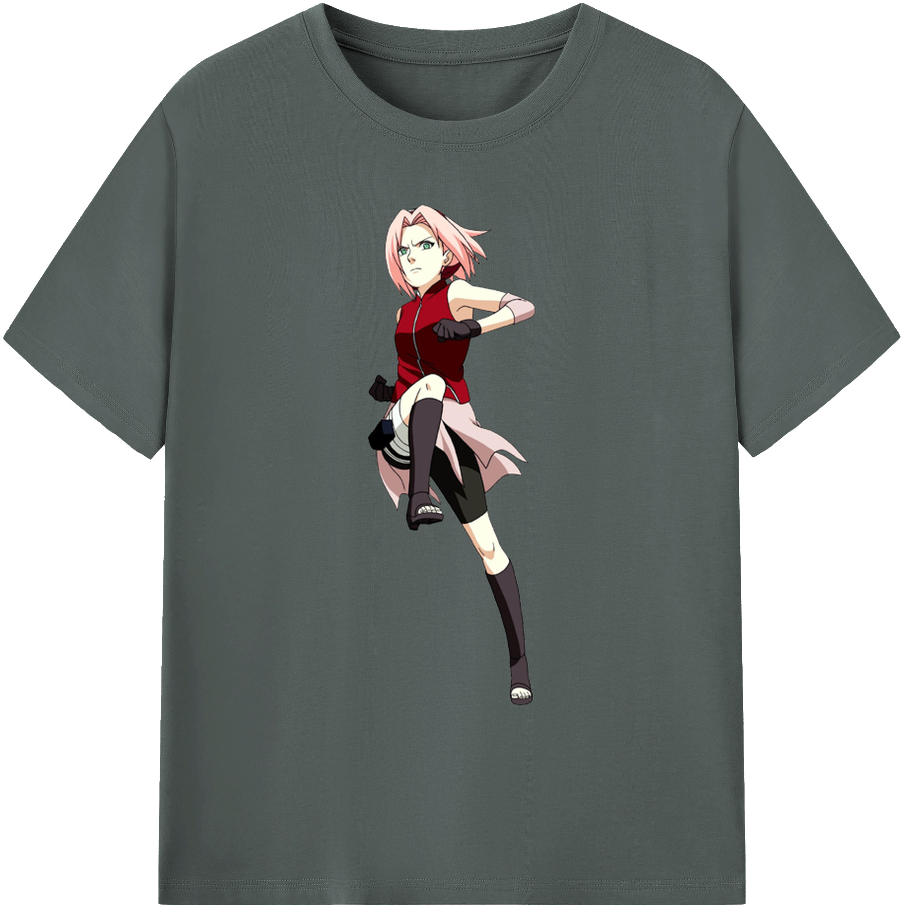 （画像用） NARUTO -ナルト- 春野サクラ Haruno Sakura 綿100％ メンズ半袖Tシャツ｜肌触りやわらか＆通気性